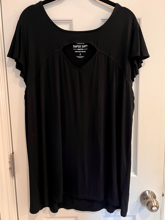 torrid Tops - Torrid Super Soft Keyhole Cutout Black Flutter Sleeve Tshirt Blouse Top Flowy 2X